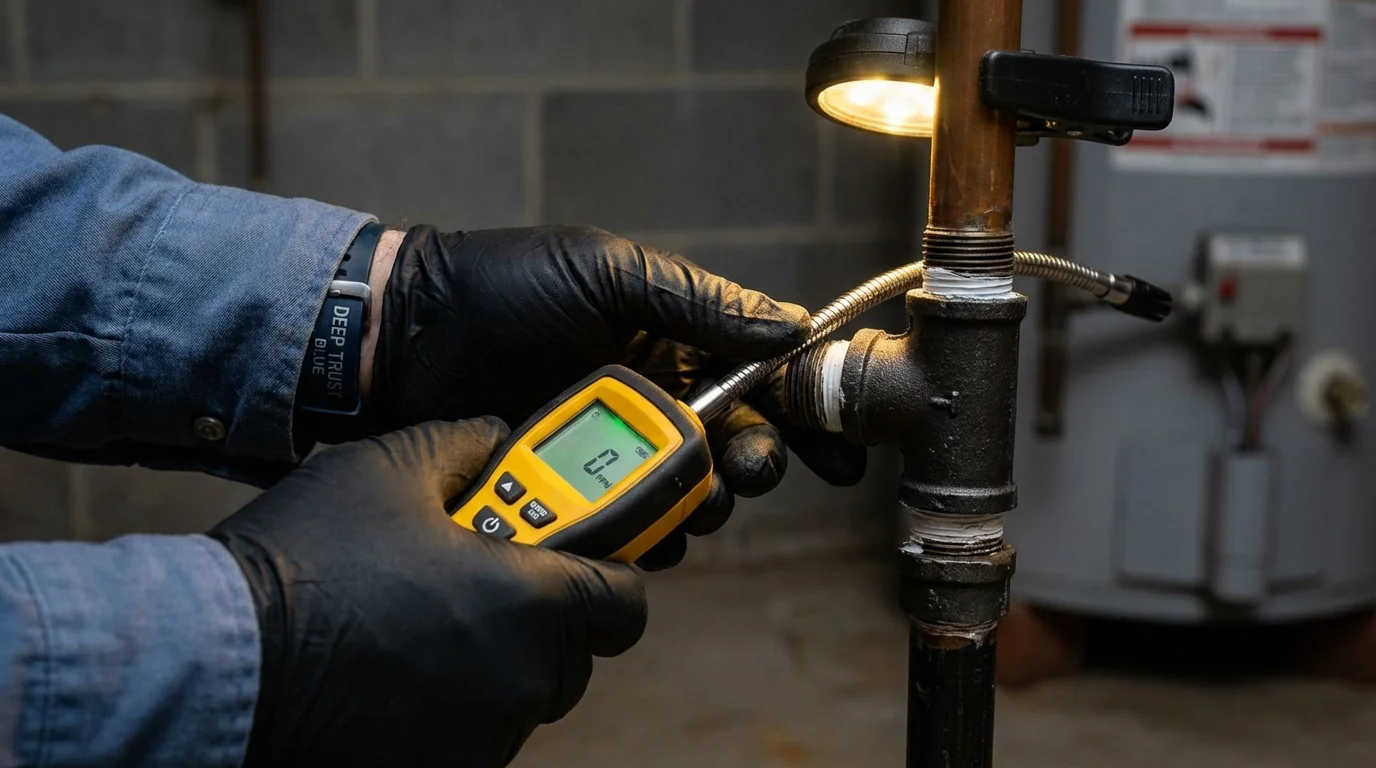 Gas leak detection with electronic sniffer by Johns Plumbing LLC in Quitman